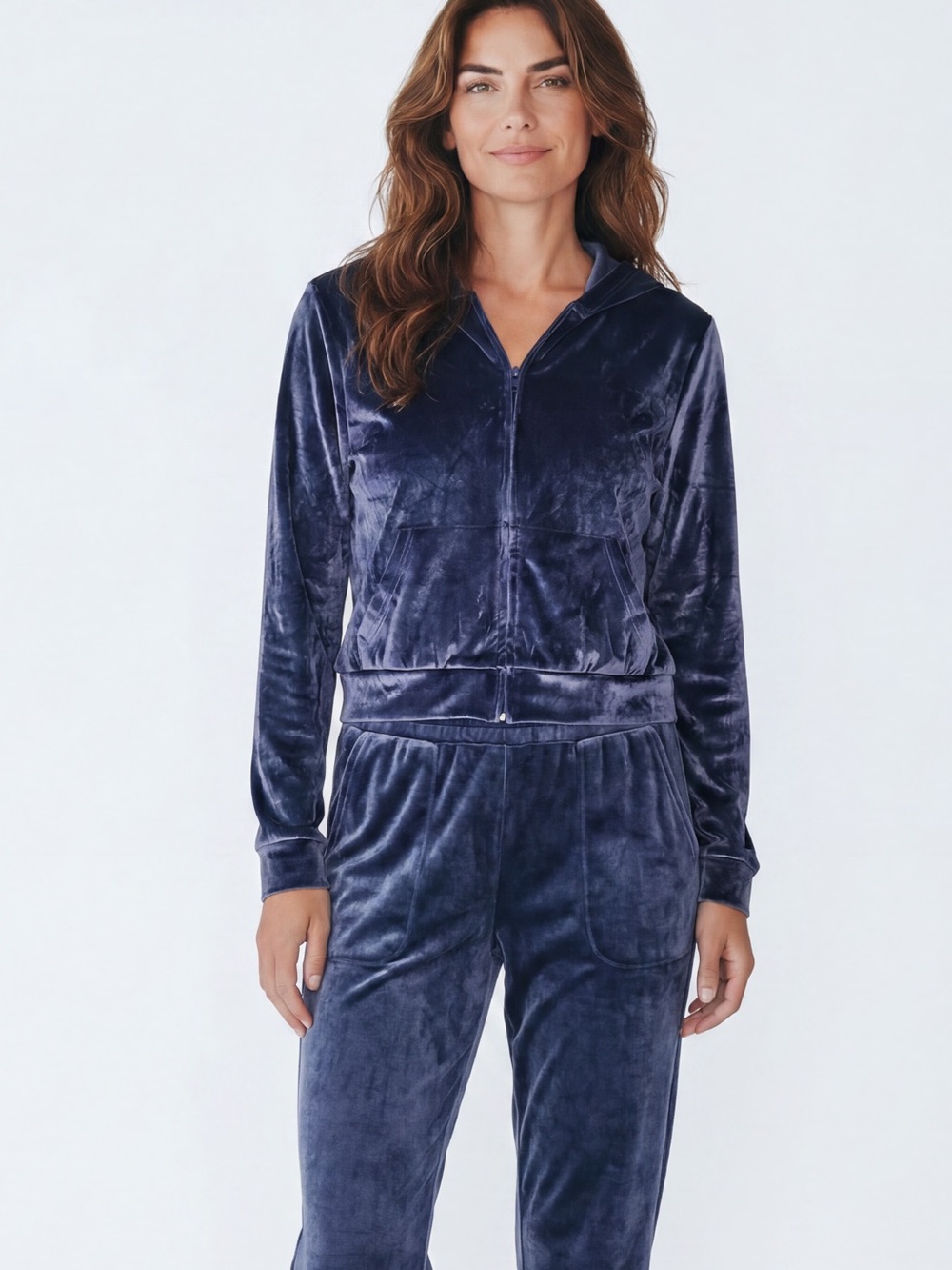 PINK Victoria's Secret Navy Velvet Zip-Up Hoodie